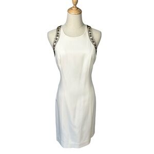 LILLY PULITZER Chrissy white Gold Beaded Sleeveless Shift Dress Old money Sz 8